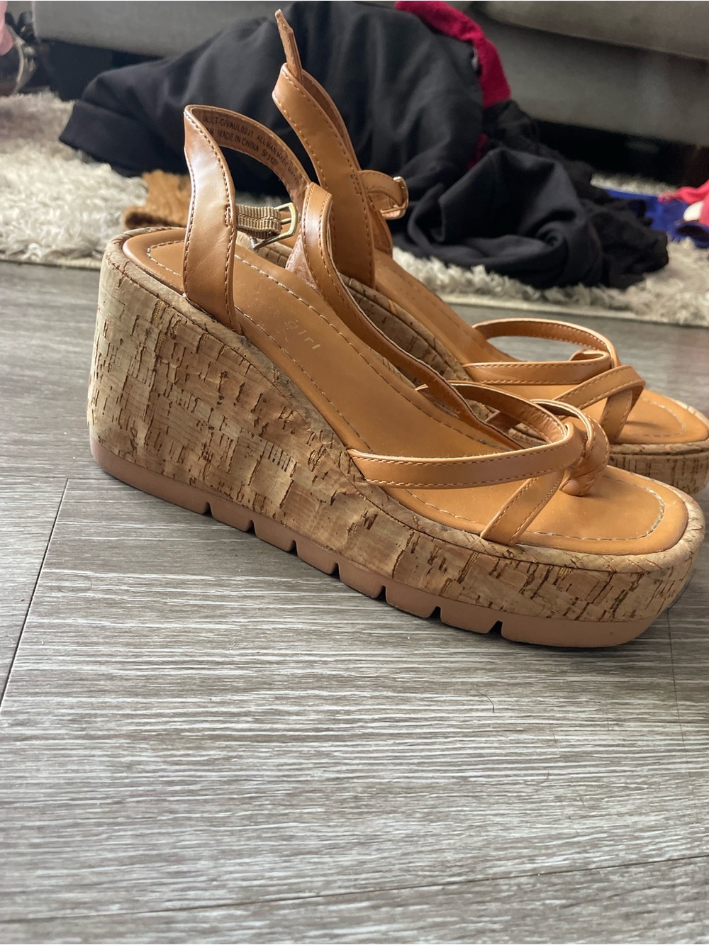 Madden Girl Tan Cork Platform Wedge Sandals